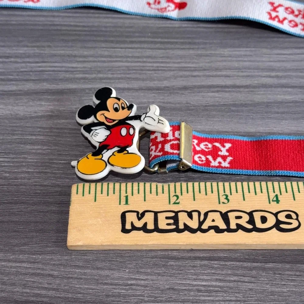 Vtg Mickey Mouse Belt Mickey & Crew Red‎ Elastic Adjustable Kids Disney Buckle
